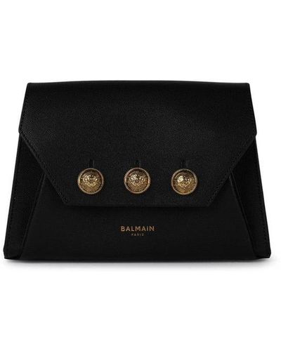Balmain 'Embleme' Leather Crossbody Bag - Black