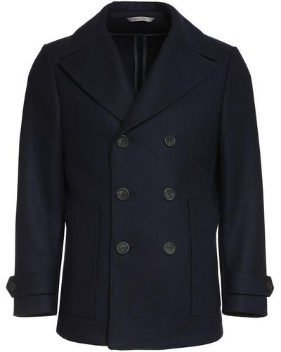 Canali Double-breasted Wool And Cashmere Coat - Blue