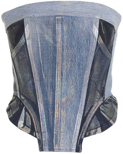 1/OFF Top 'corset Jeans Coated' - Blue