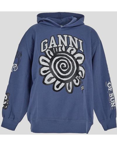 Ganni Cotton Sweatshirt - Blue