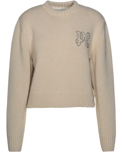 Palm Angels Wool Blend Sweater - Natural
