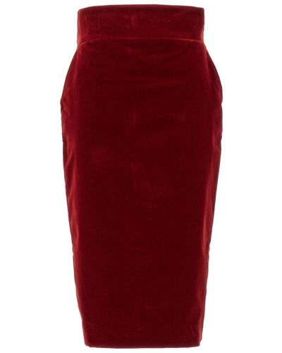 Alexandre Vauthier Velvet Midi Skirt Skirts - Red