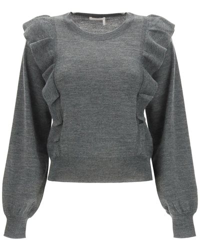 See By Chloé Ruffles Sweater - Gray
