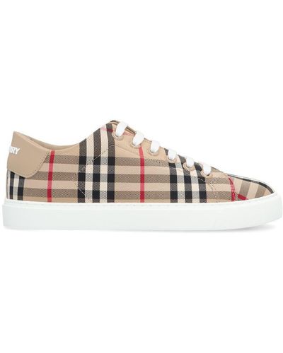 Burberry Check Motif Cotton Trainers - Brown