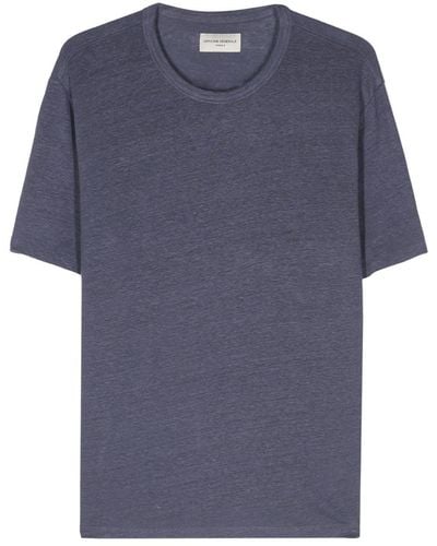 Officine Generale Ss T-Shirt Piece Dyed French Linen - Blue