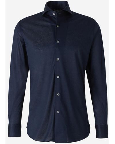 Canali Cotton Knit Shirt - Blue