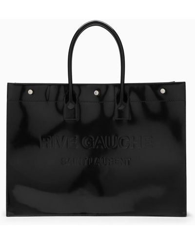 Saint Laurent Large Rive Gauche Patent Bag - Black