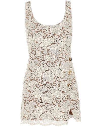 Self-Portrait Cream Cord Lace Mini Dresses - Natural