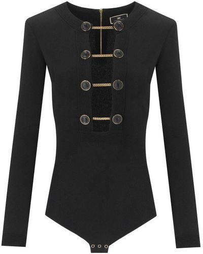 Elisabetta Franchi Bodysuit With Buttons - Black