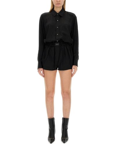 T By Alexander Wang Short Jumpsuit With Boxer Silhouette - Black