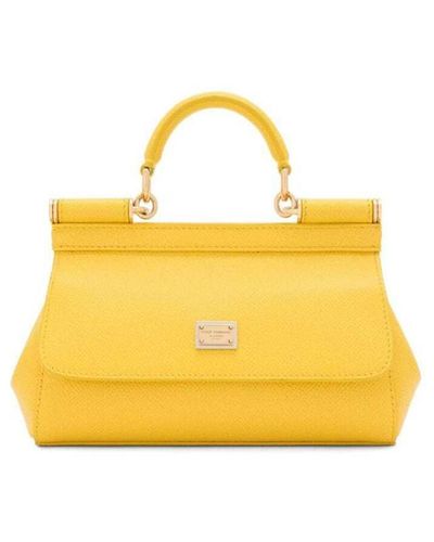 Dolce & Gabbana Sicily Small Leather Handbag - Yellow