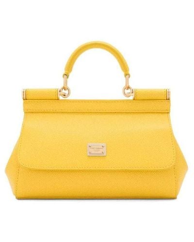 Dolce & Gabbana Sicily Small Leather Handbag - Yellow