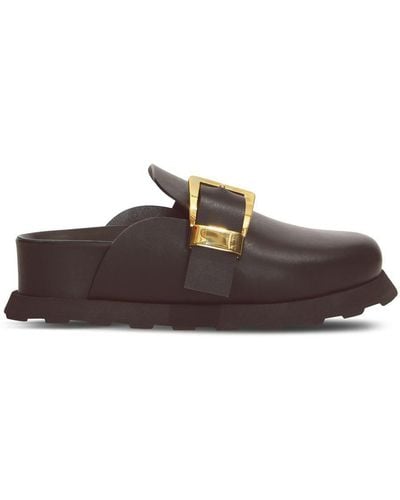Proenza Schouler Buckle-detail Leather Clogs - Brown