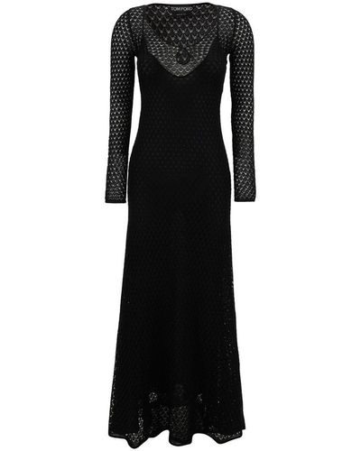 Tom Ford Crochet Weave Long Dress - Black