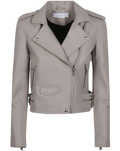 IRO Ashville Leather Biker Jacket - Grey