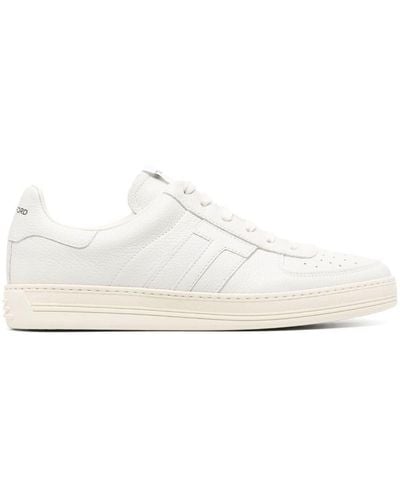 Tom Ford Logo-patch Low-top Leather Sneakers - White