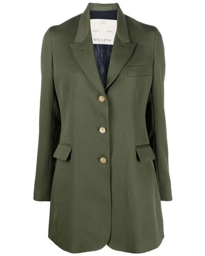 Giuliva Heritage Single Breasted Hunting Blazer With Leather Belt Clothing - Green