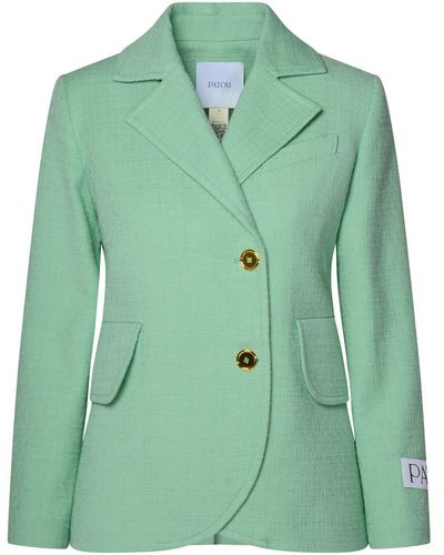 Patou Mint Cotton Blend Jacket - Green