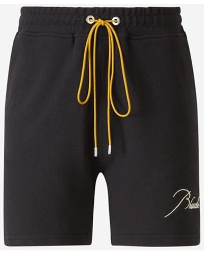 Rhude Logo Cotton Bermuda Shorts - Black