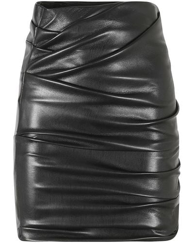 Philosophy Di Lorenzo Serafini Draped Faux-leather Miniskirt - Black
