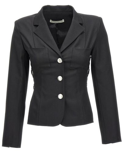 Alessandra Rich Single Breast Lace-up Blazer Jacket Jackets - Black