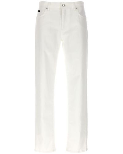 Dolce & Gabbana Logo Plaque Jeans - White