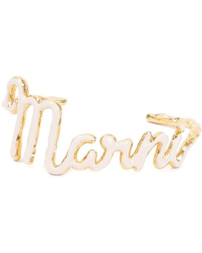 Marni Logo Lettering Cuff Bracelet - Metallic