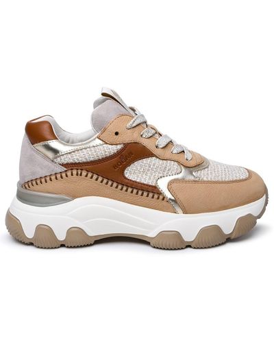 Hogan Multicolor Leather Blend Sneakers - Natural