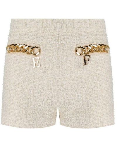 Elisabetta Franchi Butter Shorts With Chain - White