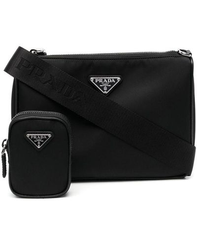 Prada Saffiano-Leather Shoulder Bag - Black