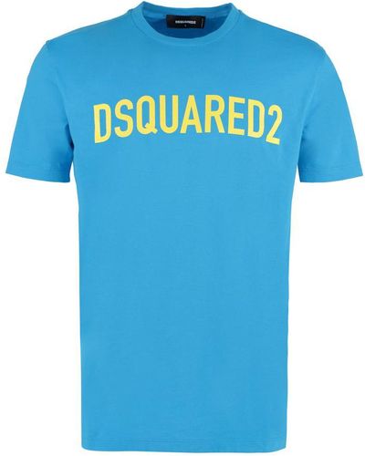 DSquared² Printed Stretch Cotton T-shirt - Blue