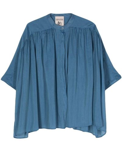Semicouture Crystin Cotton And Silk Blend Shirt - Blue
