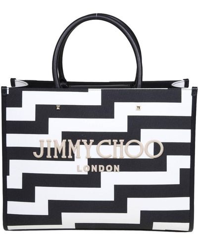 Jimmy Choo Avenue M And Canvas And Leather Tote - Black