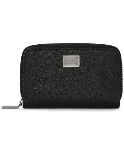 Dolce & Gabbana Logo-tag Leather Zip-around Wallet - Black