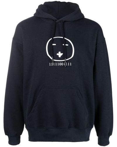 Societe Anonyme Face Logo Hoodie Over Clothing - Blue