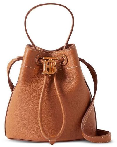 Burberry Grained-leather Bucket Bag - Brown