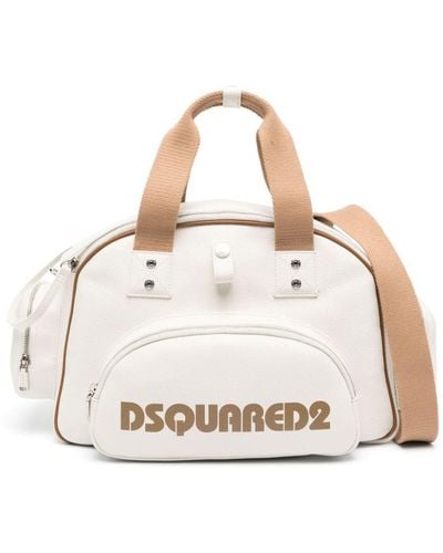 DSquared² Logo-print Leather Duffle Bag - Natural