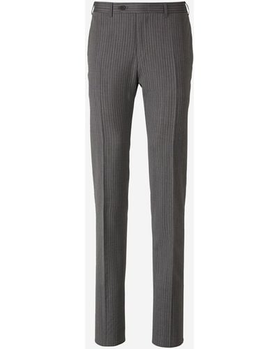 Canali Striped Wool Pants - Grey