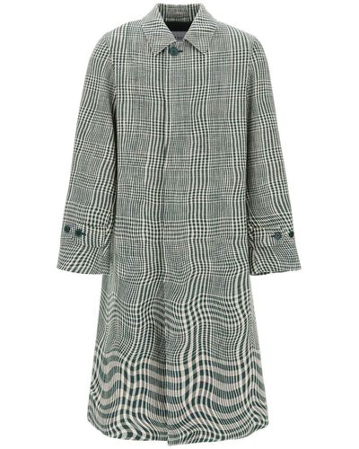 Burberry Houndstooth Car Coat With - Grey