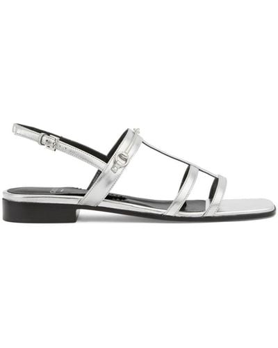 Gucci Leather Flat Sandals - White