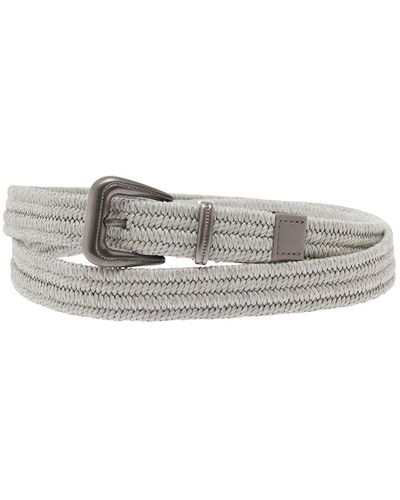 Brunello Cucinelli Buckle-Fastening Woven Belt - Gray