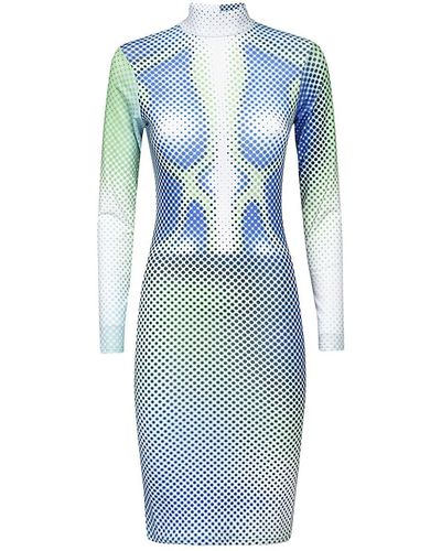 Sinead Gorey Digitally Print Fitted Short Dress - Blue