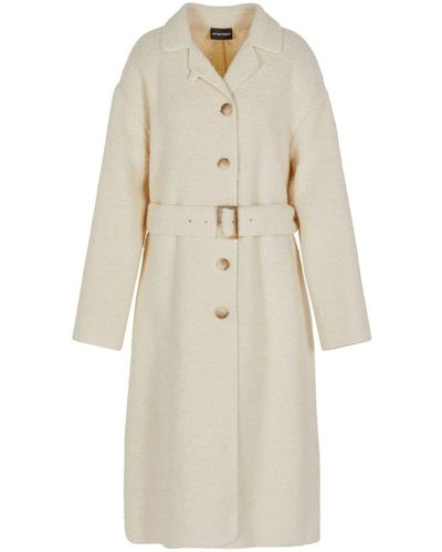 Emporio Armani Wool Blend Single-breasted Coat - Natural