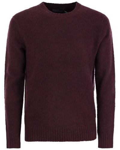 Polo Ralph Lauren Crew-neck Sweater In Wool And Cashmere - Purple
