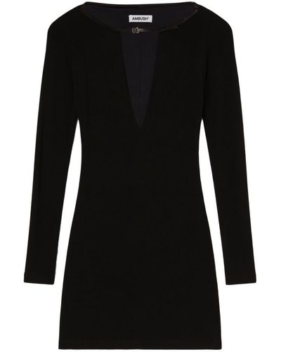 Ambush V-neck Jersey Minidress - Black