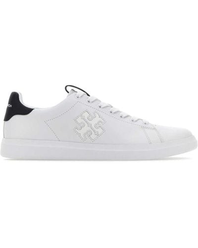 Tory Burch Double T Howell Leather Trainers - White