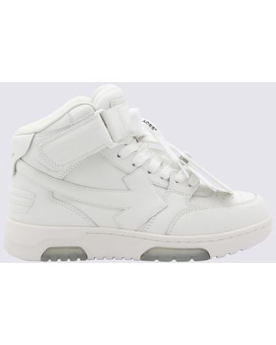 Off-White c/o Virgil Abloh White Leather Out Of Office High Top Sneakers - Gray