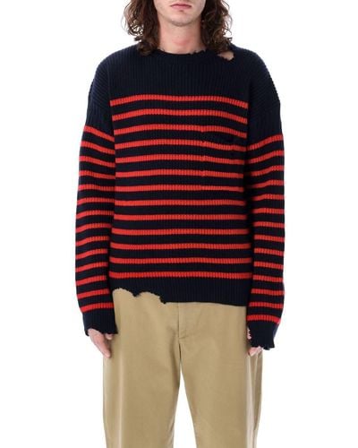 Marni Striped Fisherman Sweater - Red