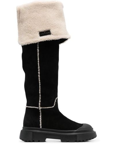 Hogan Fur Detailed Boots - Black