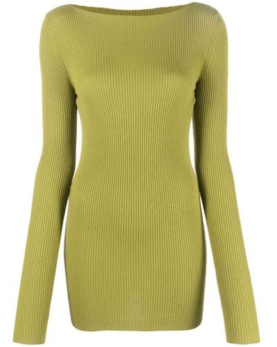 Rick Owens Cut-out Ribbed Sweater - Green